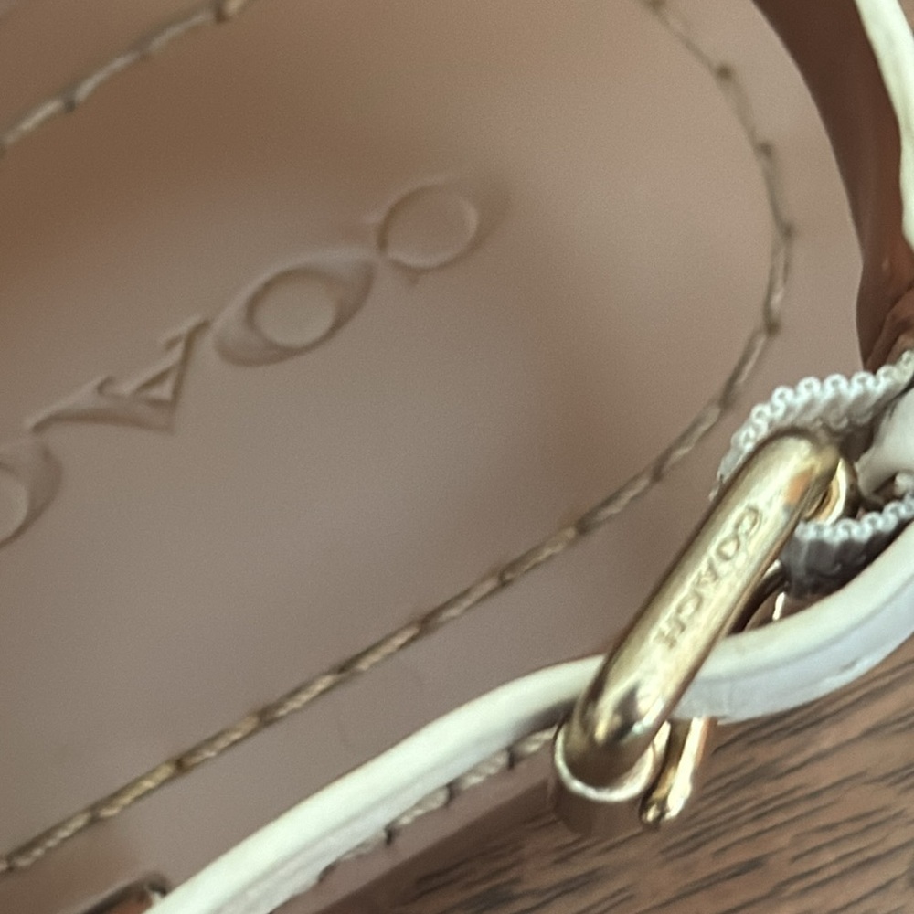 Coach Cream Leather Slingback Sandals with Gold Hardware - Picture 3 of 7
